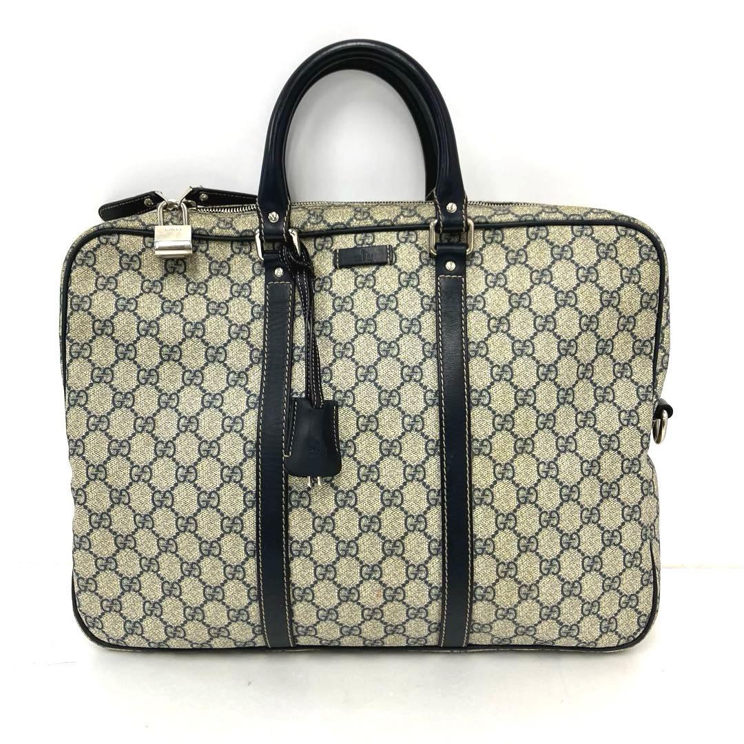 大人気☆GUCCI☆グッチ☆ビジネスバッグ☆GGスプリーム☆レザー☆ネイビー！