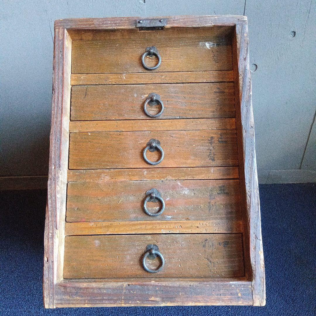 木製引き出し箪笥　鍵付き　ヴィンテージ