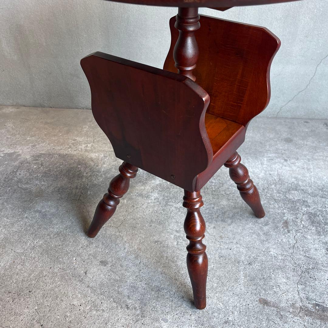 飛騨家具　キツツキ　サイドテーブル　コーヒーテーブル　丸テーブル　ラック付き