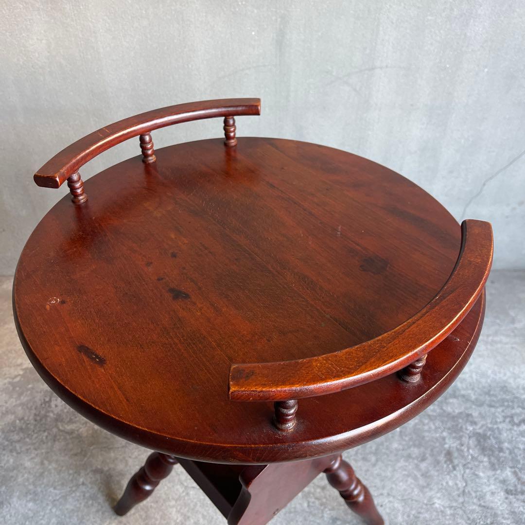 飛騨家具　キツツキ　サイドテーブル　コーヒーテーブル　丸テーブル　ラック付き