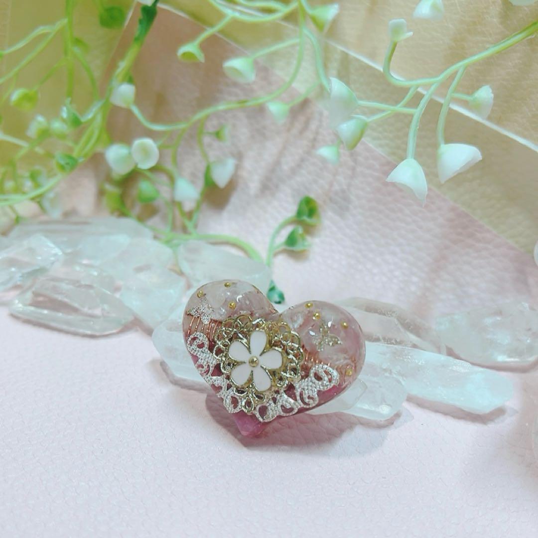 癒しのオルゴナイト❤️ディープローズクォーツ＋ピンクトルマリンのハート型♡