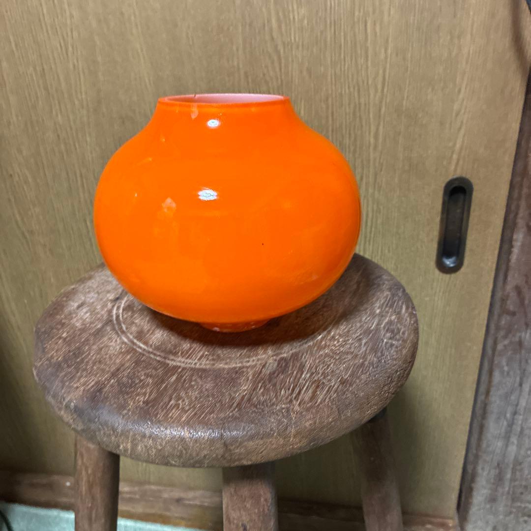 KAITO様‼️昭和レトロ照明ランプガラスカバー傘当時物レトロポップオレンジ　希少