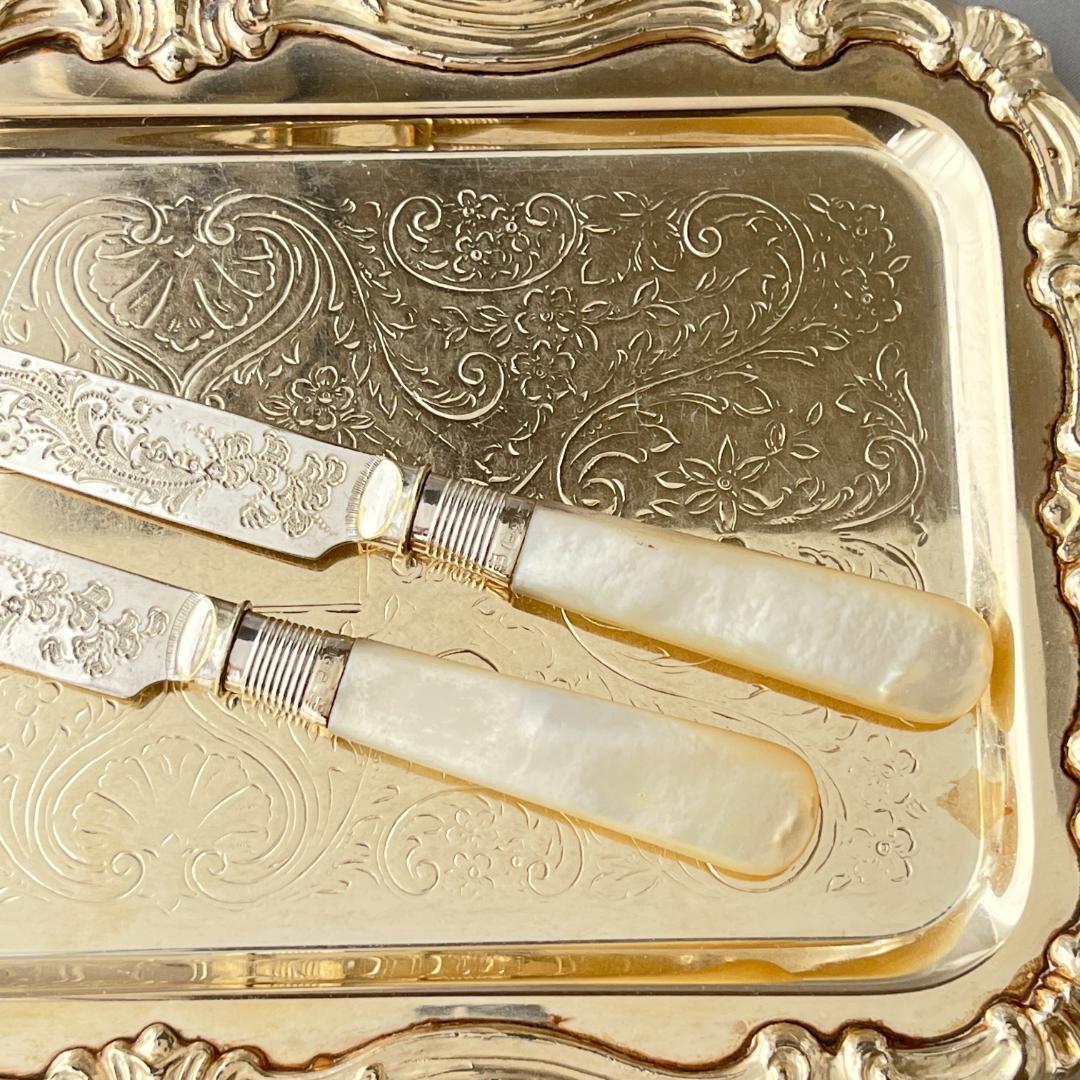 【James Deakin & Sons 】【純銀継手 / 白蝶貝】ティーナイフ