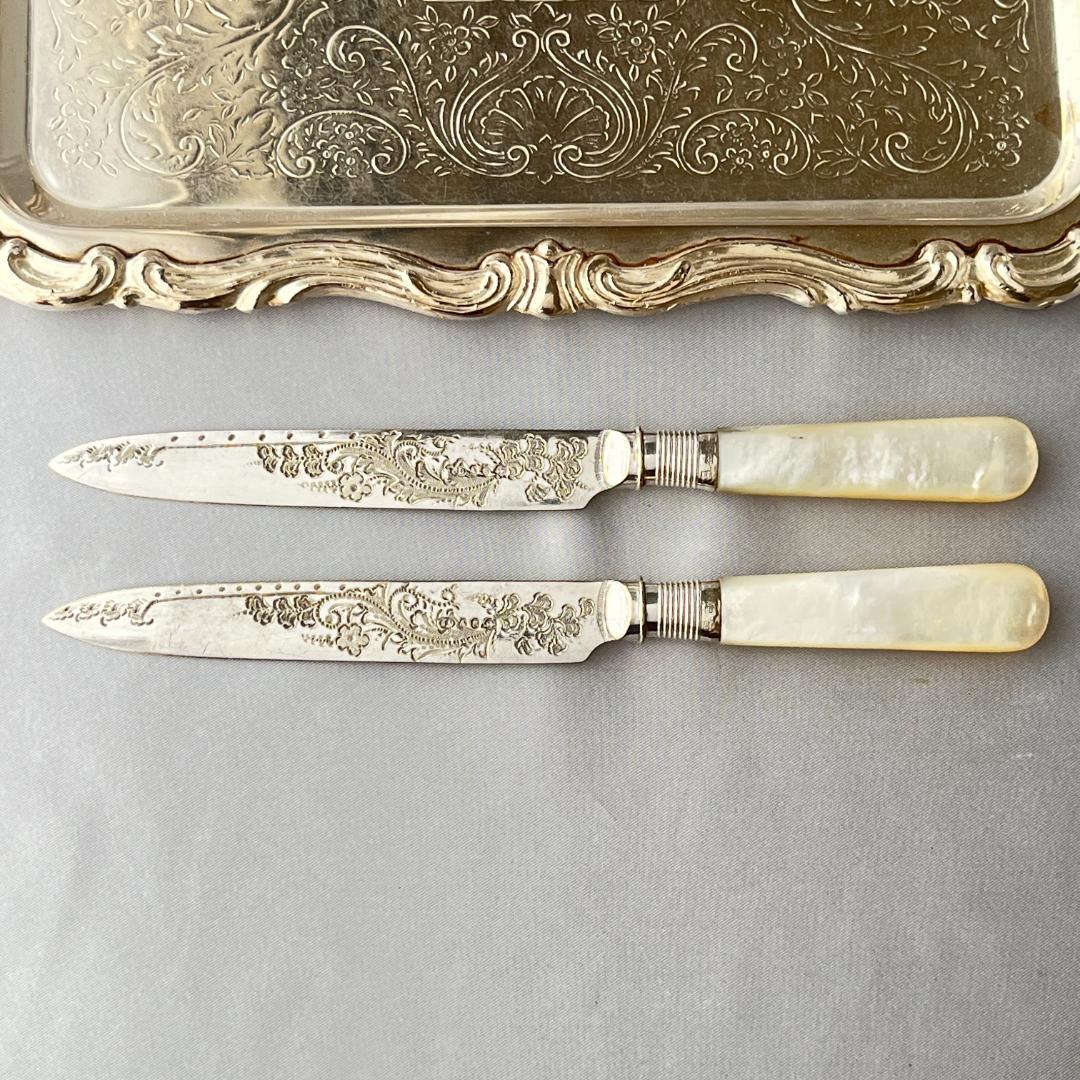 【James Deakin & Sons 】【純銀継手 / 白蝶貝】ティーナイフ