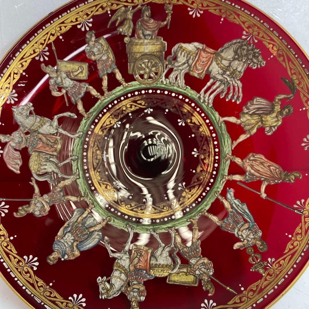 ムラーノ　ベネチアングラス　人物金彩コンポート　直径25.8㎝東な7-0303②