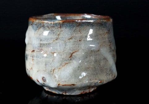 玉置保夫　鼡志野ぐい呑　酒器　共箱　共布