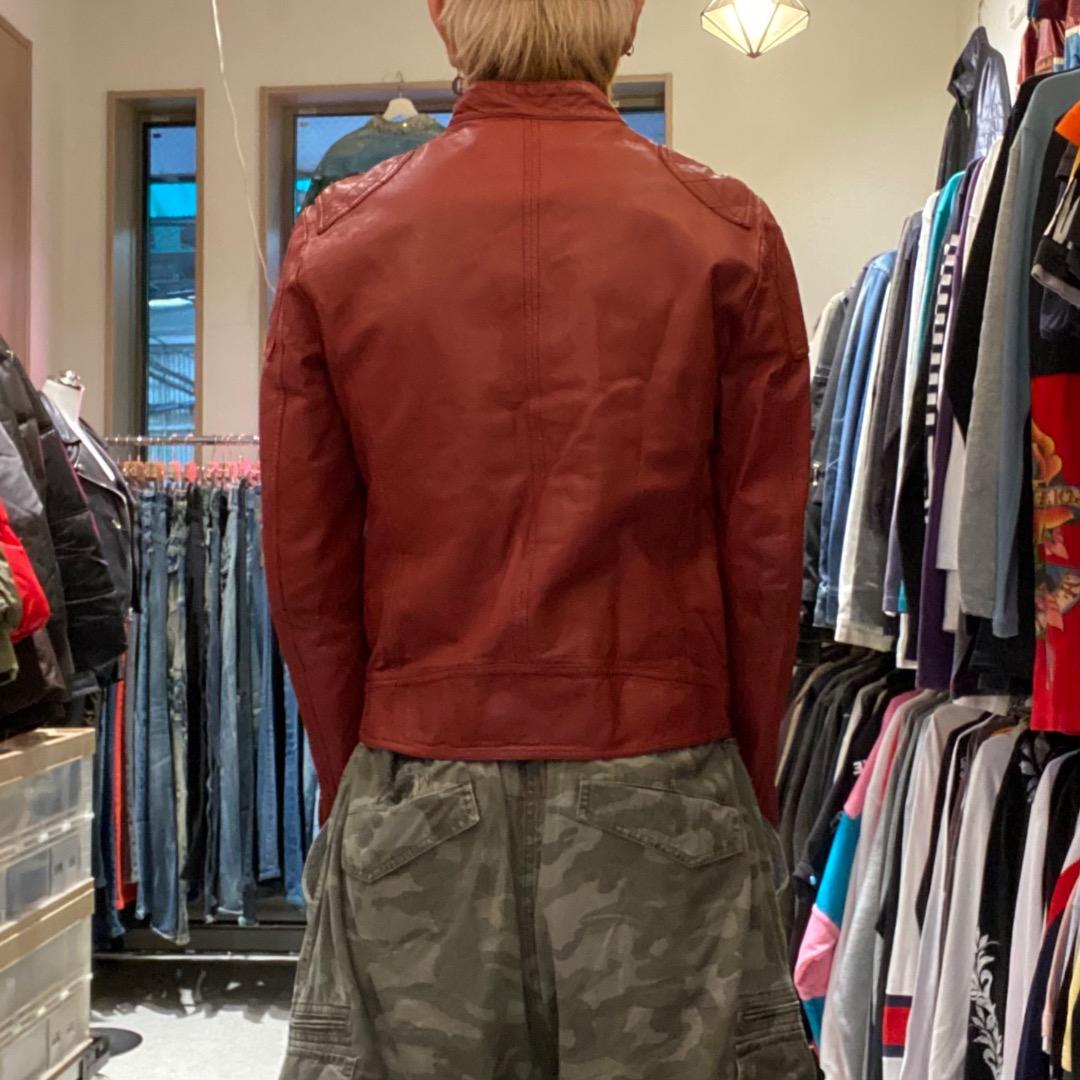 STIMULUS y2k ショート丈 豚革 シングルライダースジャケット 赤