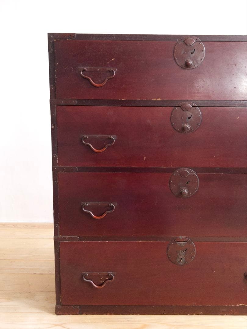 古家具　時代箪笥　4段引き出し　鉄金具　和箪笥・古道具　古家具　アンティーク