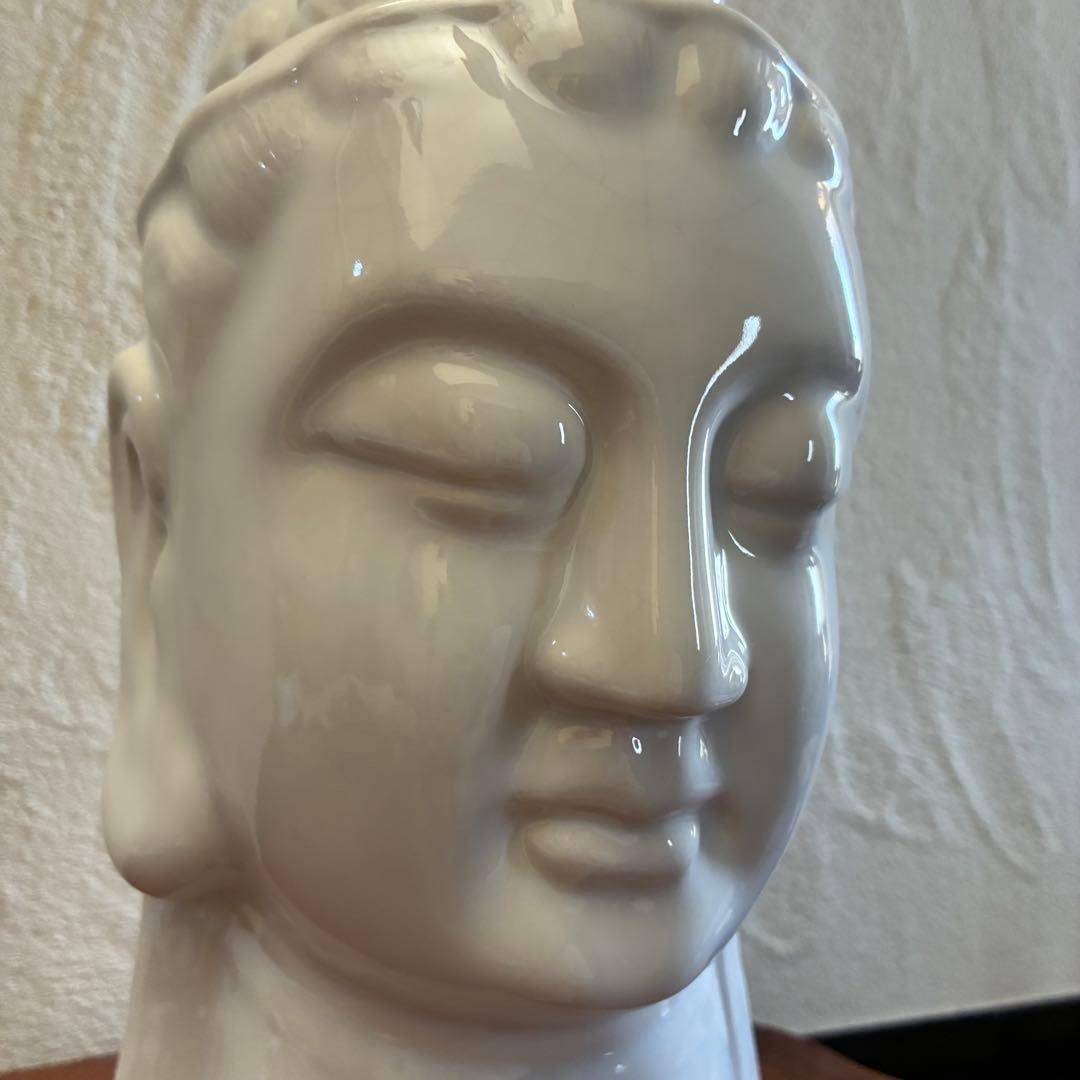 ✴︎ヴィンテージ✴︎古美術　台湾製　白磁　観音様　仏頭　高さ約33cm