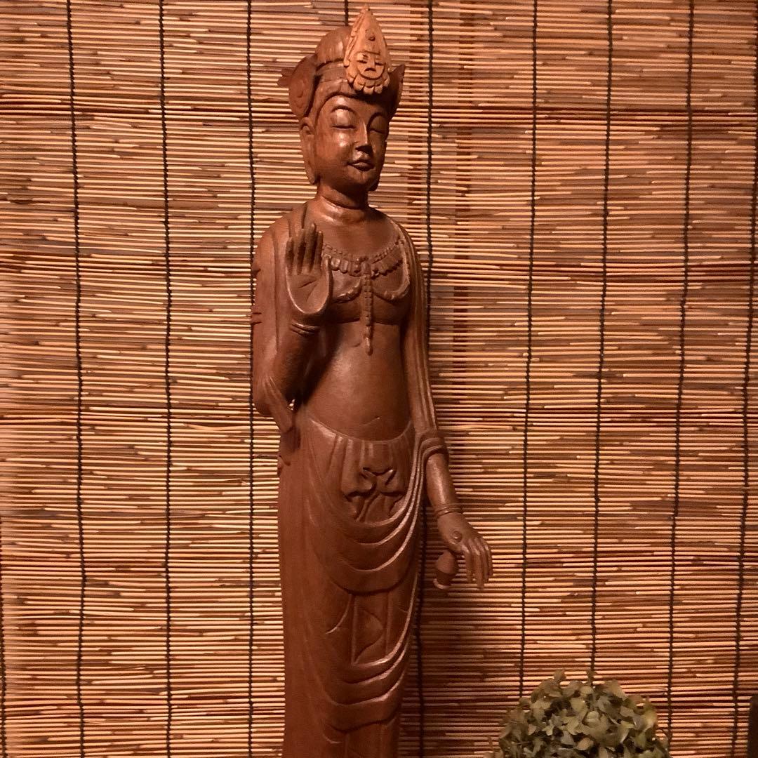 大正期「白鳳文化・夢違観音菩薩立像」法隆寺国宝写仏・平城京・天平文化・木彫・銘刻