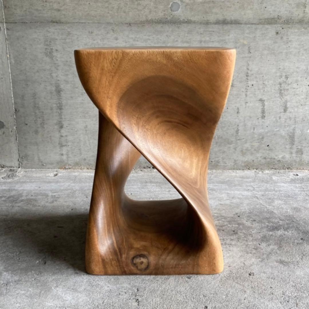 スツール 椅子 チェア 花台 木製 無垢材 ツイスト モダン アジアン 北欧