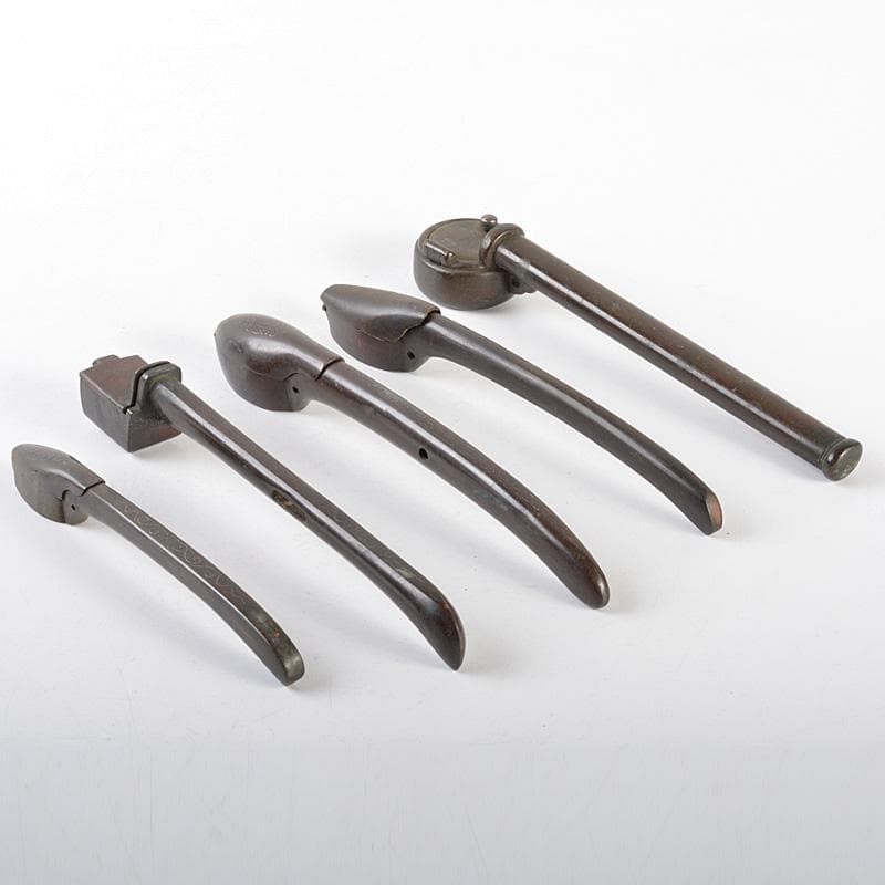 時代提げ物　書道具　古銅　銀象嵌　矢立　5点まとめて　V　R5682