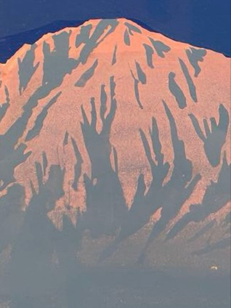 絵画　夕映立山連峰　小西安治
