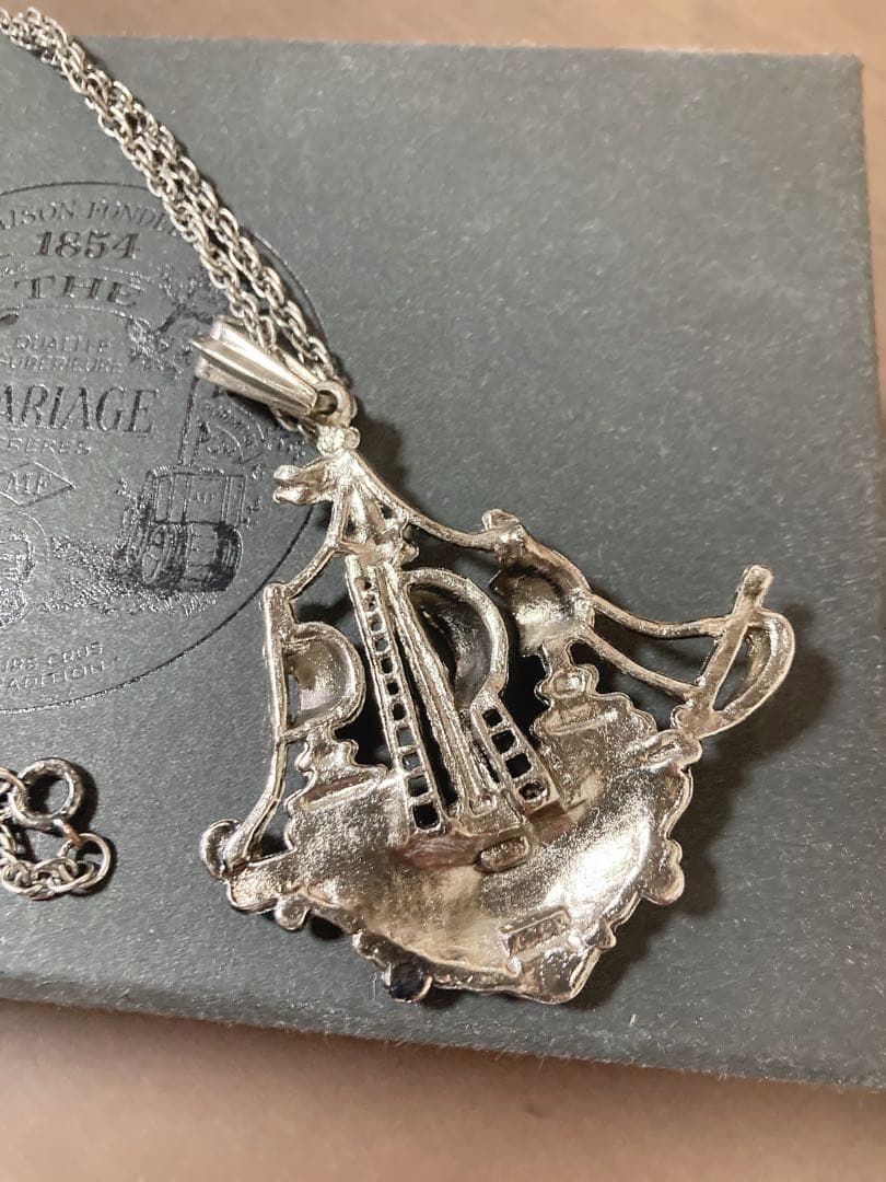 アンティーク シルバーネックレス 帆船 鎖チェーン 希少 ヴィンテージ品