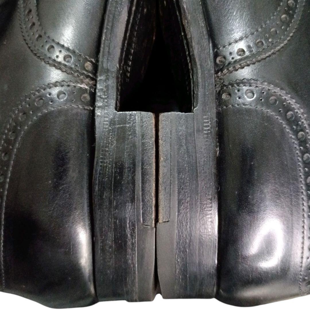 Alden ブラックカーフ セミブローグ パンチドキャップトゥ ビジネスシューズ