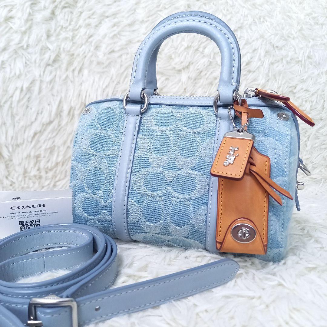●美品●　COACH　CJ832　ルビー　サッチェル18　デニム　2wayバッグ
