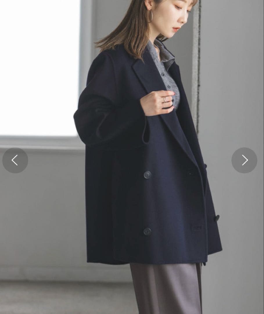 noble Super160sチェスターミドルコート ネイビー