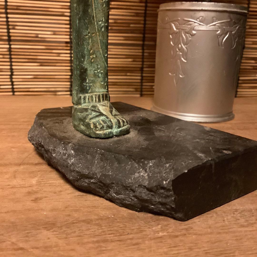 古代ギリシャ神話「女神像」収集家現地入手・青銅・代理石台座