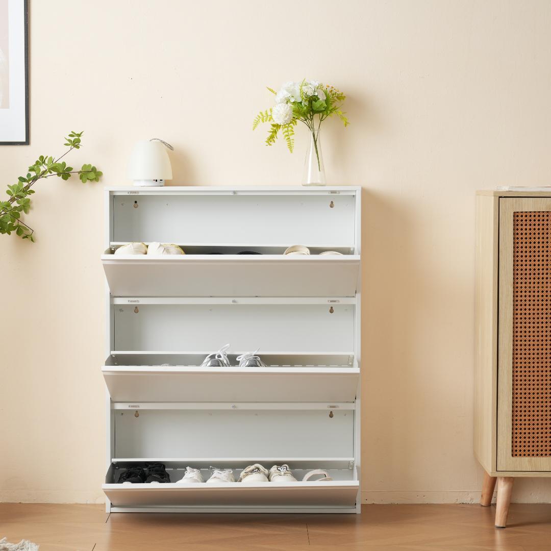 ★上西正輝★ シューズラック スリム 靴箱 シューズボックス 超薄型 3段