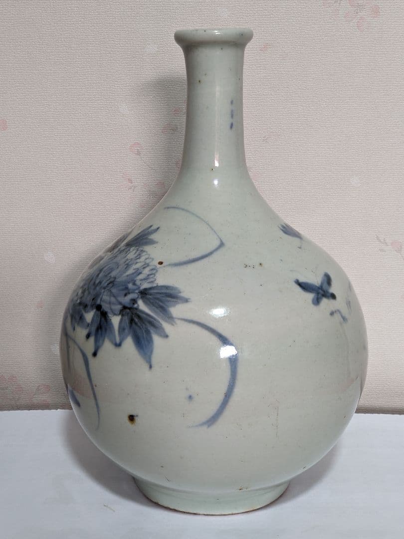 ♦江戸時代中期 古伊万里 染付花鳥文様 徳利 瓶 コレクション骨董品アンティーク