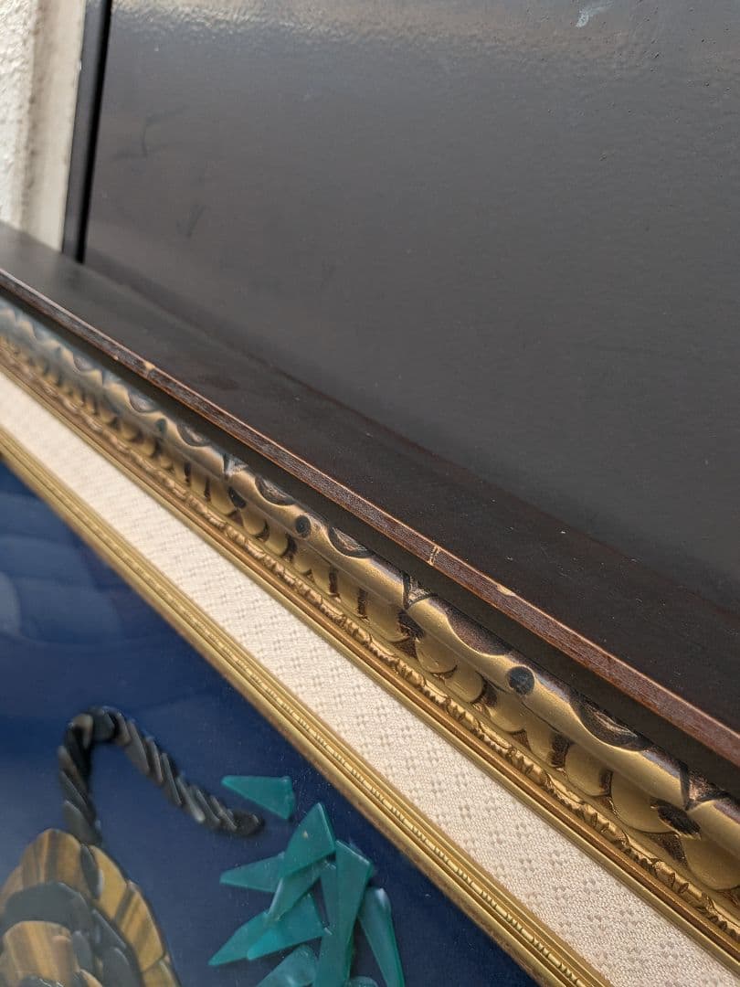 天然石虎アート作品 大きなサイズ　宝石画　タイガーアイ