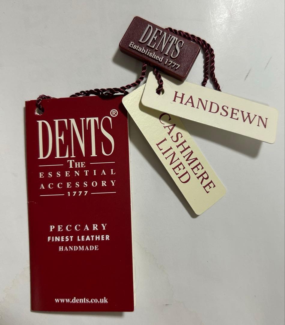 デンツ、ペッカリー、カシミアライニング黒手袋ストラップ型、美品、サイズ8 1/2