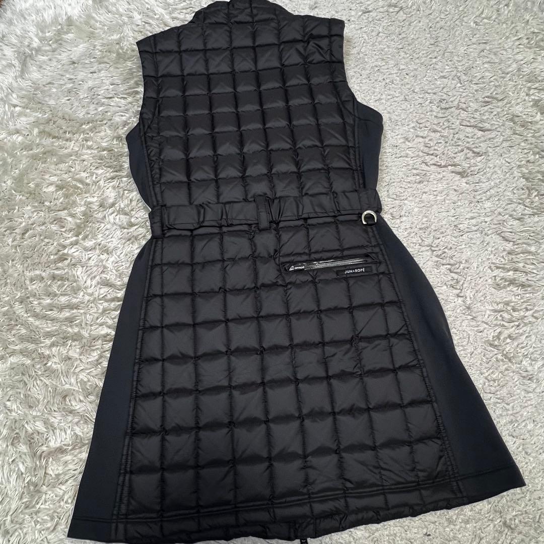 ジュン＆ロペ ダウンベスト ワンピース ウエストマーク ロング丈 レディース M