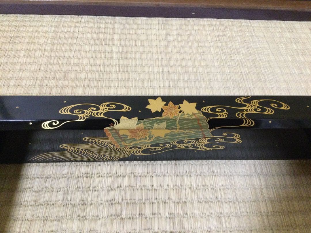 花筏蒔絵炉縁 北浜宗真作 炉道具 茶道具 供箱付 L204