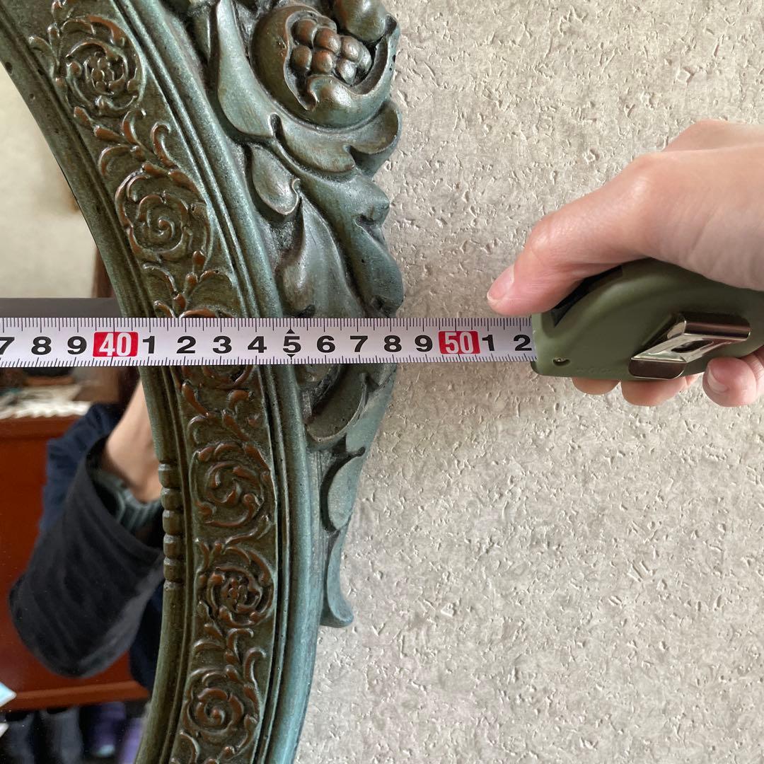 真鍮製 アンティーク オーバルミラー 姿見 骨董品