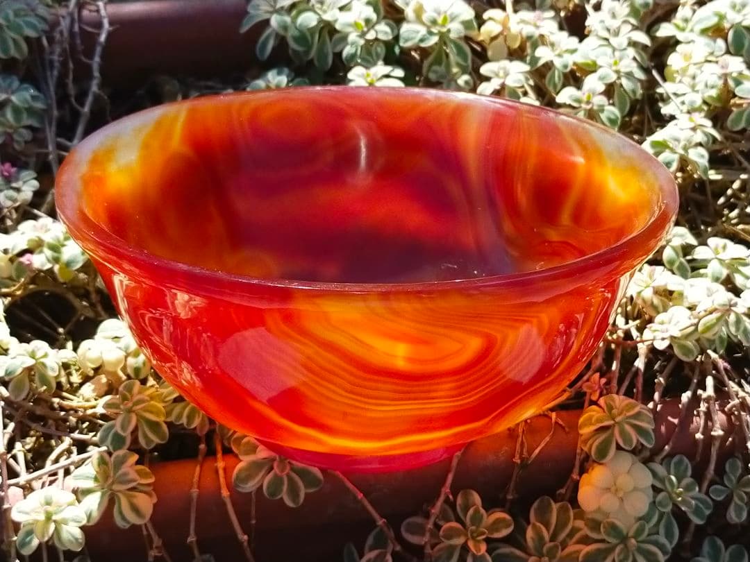 ♥瑪瑙　茶碗　φ１４０ｍｍ　桐箱付き　骨董　古玩　中国