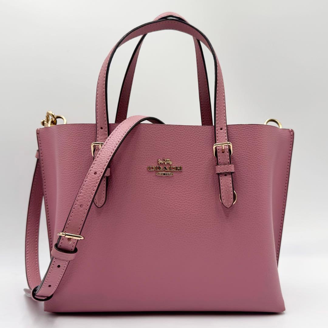 未使用級✨コーチ モリートート ショルダーバッグ 2way 3室 レザー ピンク