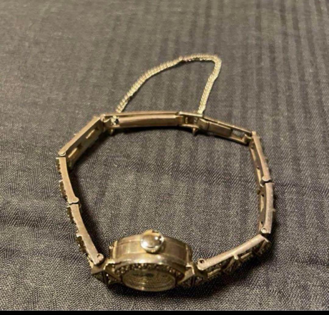 処分❗️アンティーク　シルバー９２５　マーカサイト　婦人用　時計　長期保存品