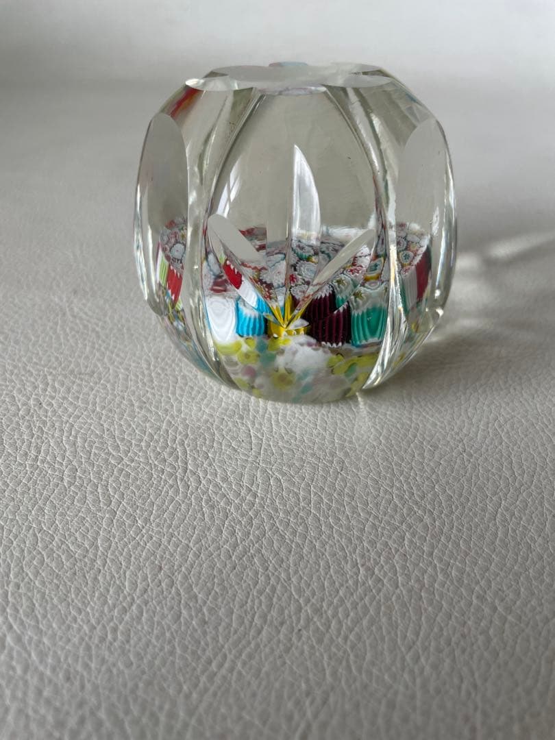 ムラノガラス ベネチアンガラス ペーパーウエイト 文鎮 ミルフィオリ 花柄カット