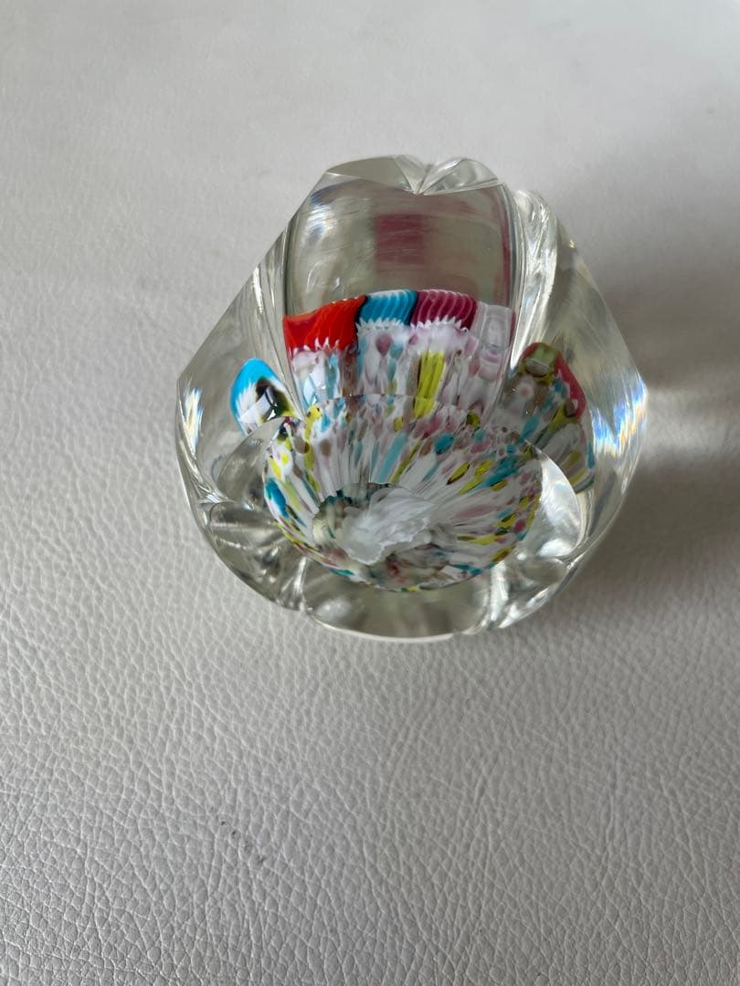 ムラノガラス ベネチアンガラス ペーパーウエイト 文鎮 ミルフィオリ 花柄カット