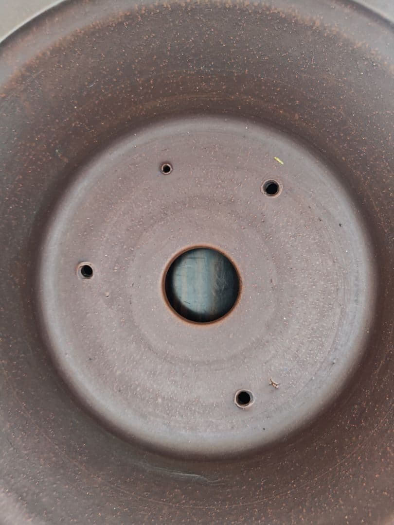 陶器 円形鉢 足付き 中央穴あり　豊林　落款