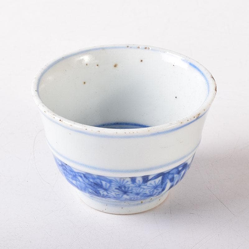 水越与三兵衛作　染付　松竹梅文　茶器　酒盃　ぐい呑　時代箱　C　R8345