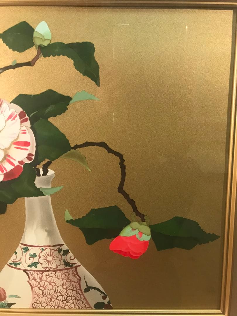 小倉遊亀　「瓶花」　リトグラフ　刷り込みサイン・作品証明シール有り