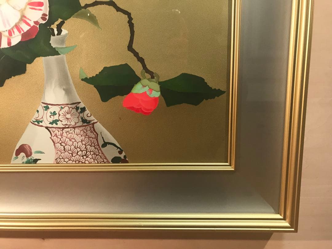 小倉遊亀　「瓶花」　リトグラフ　刷り込みサイン・作品証明シール有り