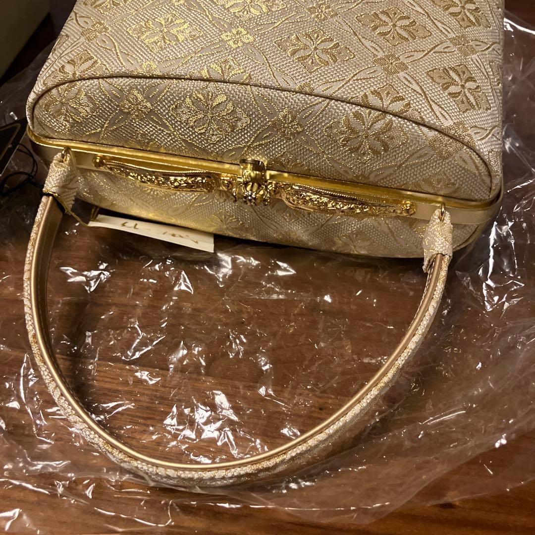 Pearltone ゴールド 和装用バッグ草履セット　紗織