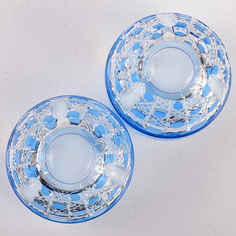 江戸切子　各務クリスタル　八角篭目　懐石杯　共箱　２点まとめて　M　R8984