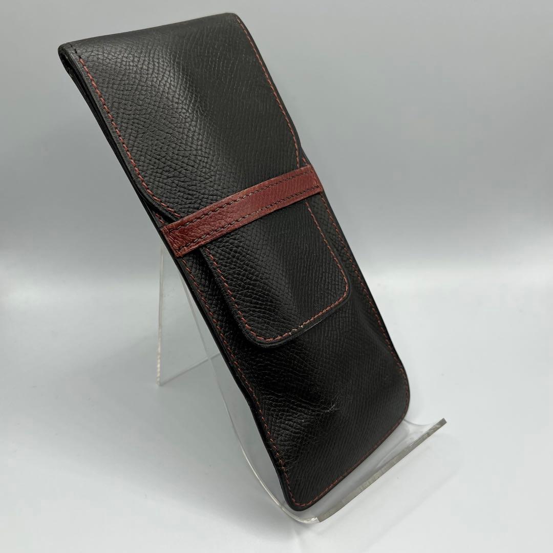 エルメス　HERMES　ペンケース　ブラック＆エンジ