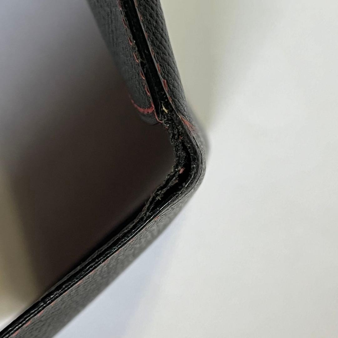 エルメス　HERMES　ペンケース　ブラック＆エンジ