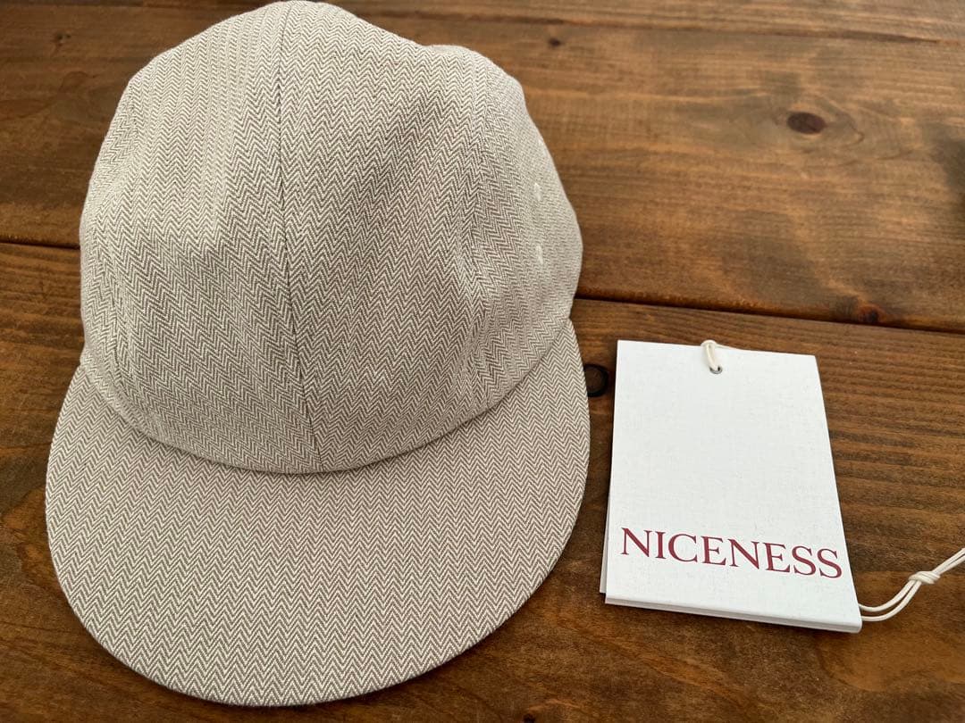 NICENESS ベージュ ヘリンボーンキャップ