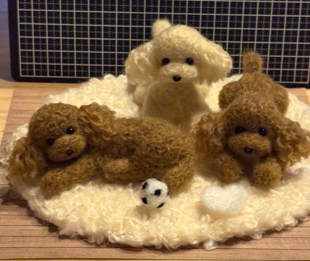 羊毛フェルト 毛糸 トイプードル（遊んだ後のリラックスタイム）❣️