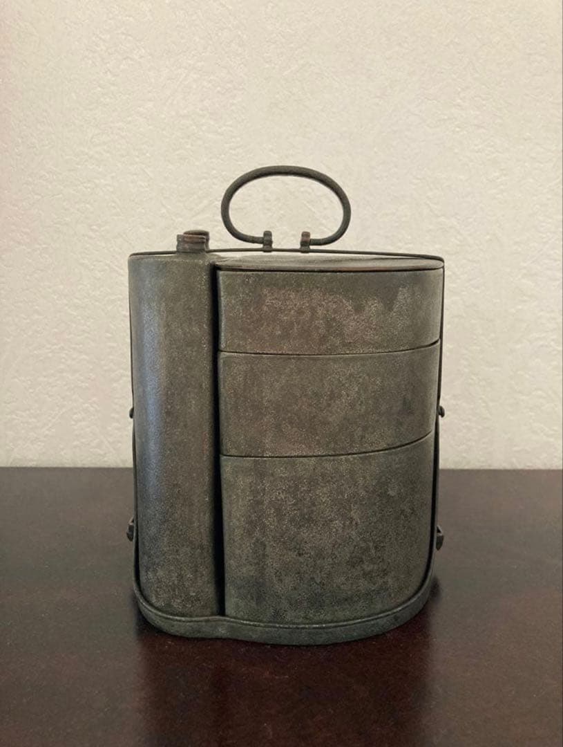 珍品 作家物 銚子 四方木瓜 お弁当箱 骨董 アンティーク雑貨 金属 美術品