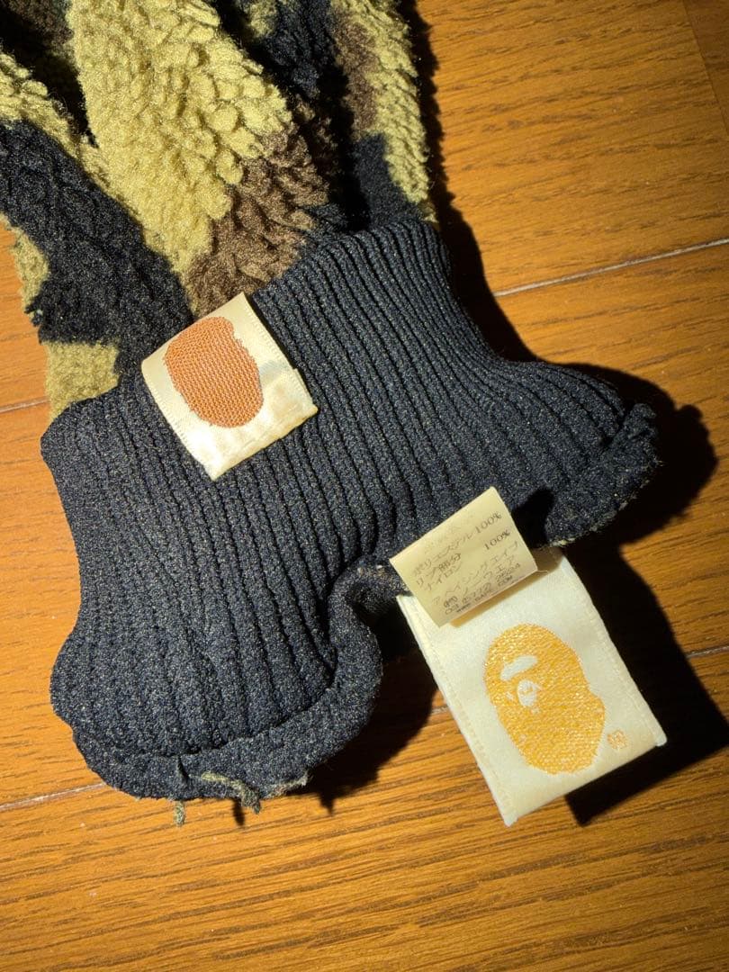 美品 アベイシングエイプ ミトン 手袋 Lサイズ APE 90s 金糸 初期