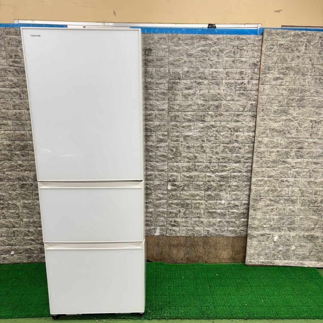 582TOSHIBA　大型冷蔵庫　375L　小型　家庭用　ガラスパネル　自動製氷