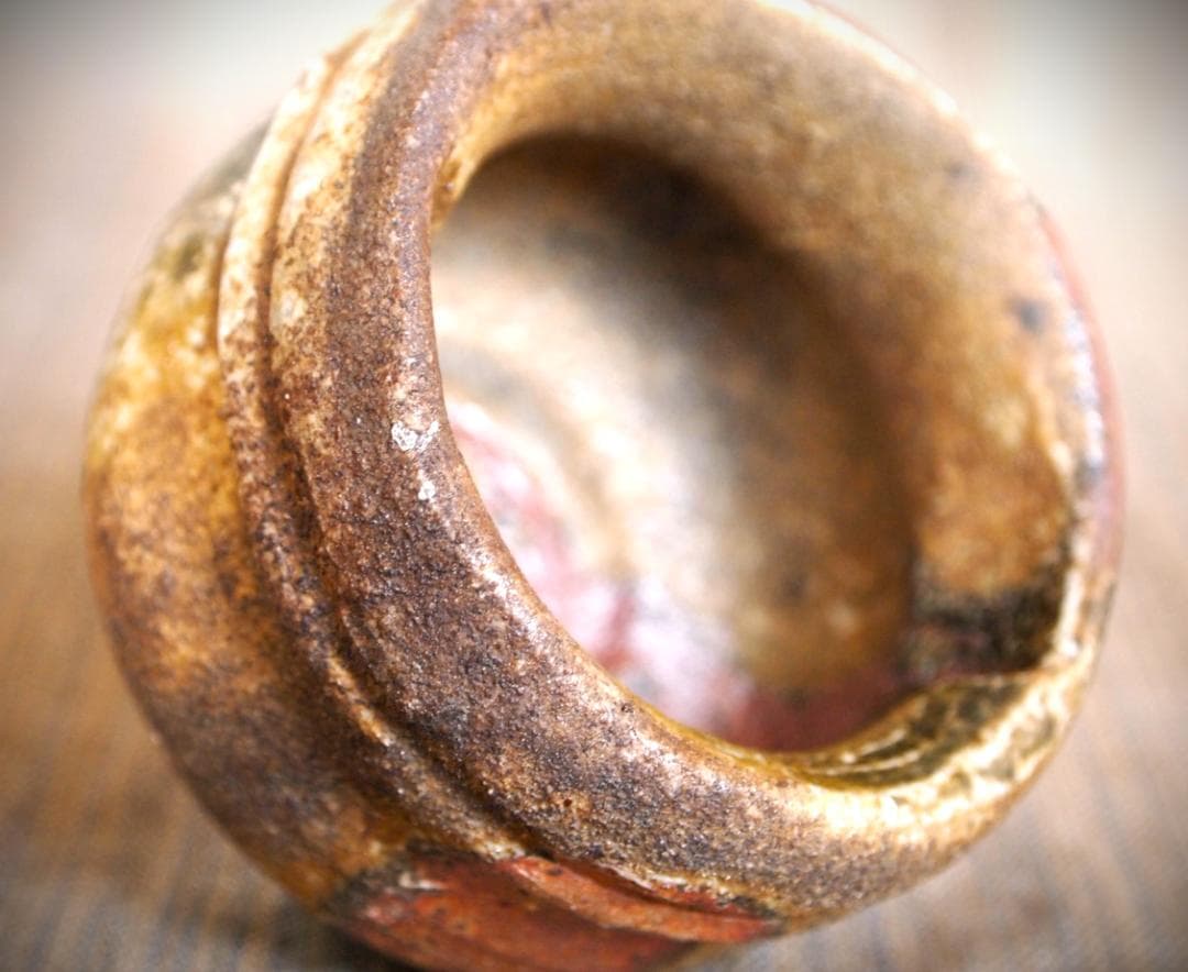 希少作★小出尚永【師：原田拾六】★備前ぐいのみ★共箱・布