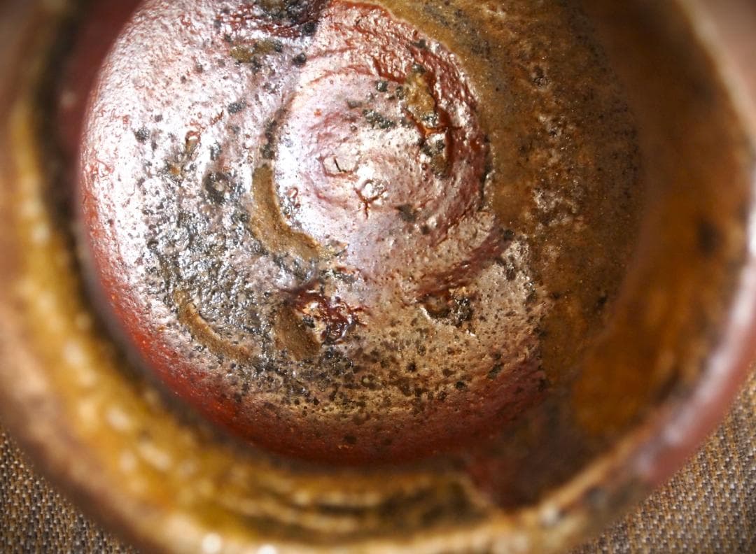 希少作★小出尚永【師：原田拾六】★備前ぐいのみ★共箱・布