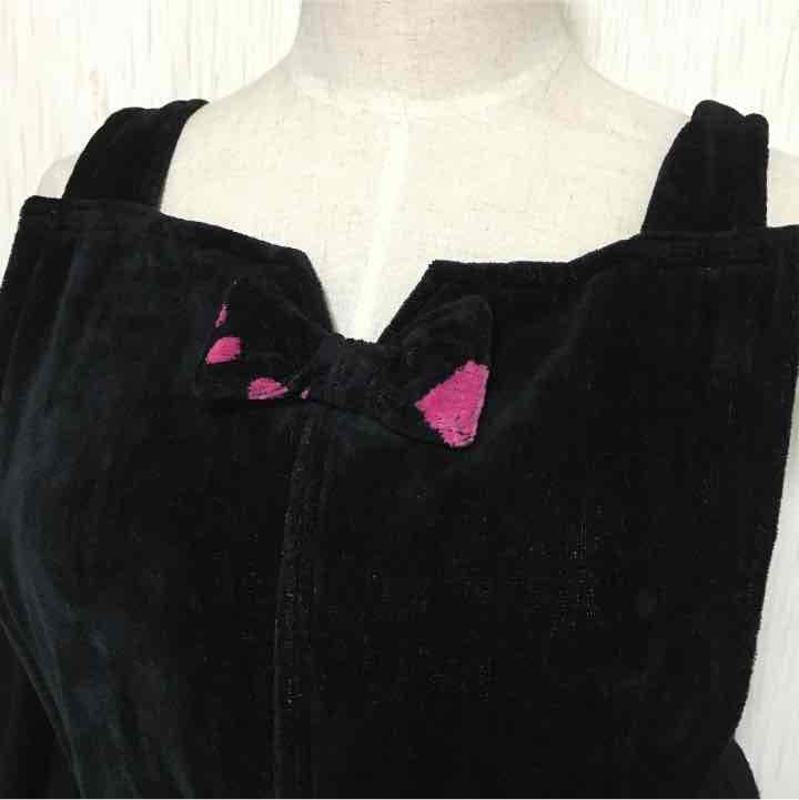 ハンドメイド★妖精柄チャイナドレス風エプロン★黒×ピンク今治タオル★フリーサイズ